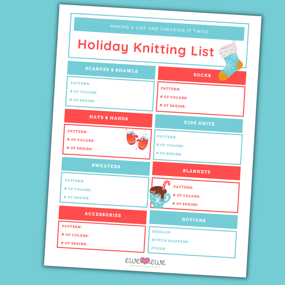 Holiday Knitting Shopping List FREE Printable