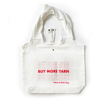 BUY MORE YARN Cotton Tote Bag with Snap Closure