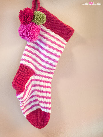 Stuff It Stocking PDF Striped Christmas Sock Knitting Pattern